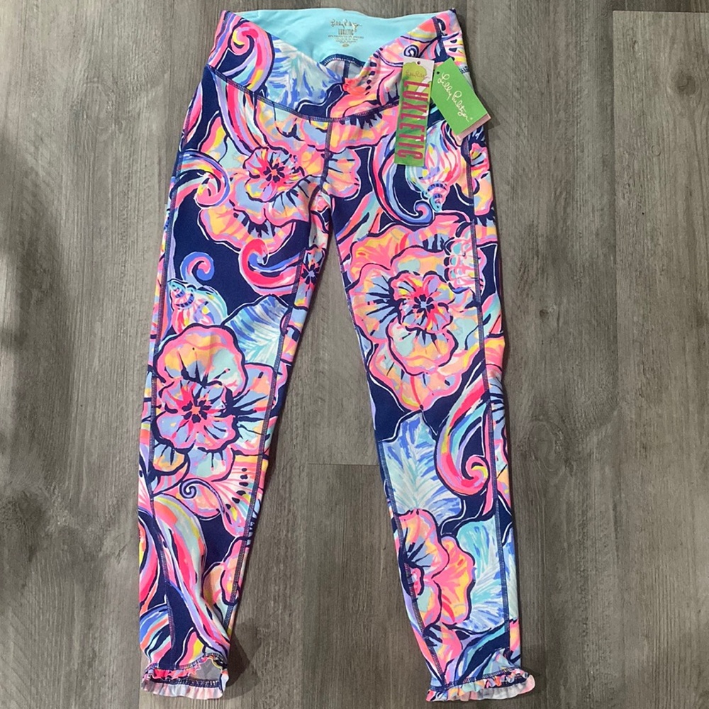NWT Lilly Pulitzer Marla Weekender Luxletic Leggings Nauti Navy Boho Bateau